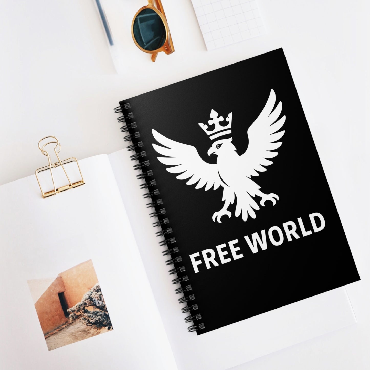 “Free World” Spiral Notebook - Perfect for Entrepreneurs, Motivational Journal, Business Planner, Gift for Dreamers, Note-taking Essential