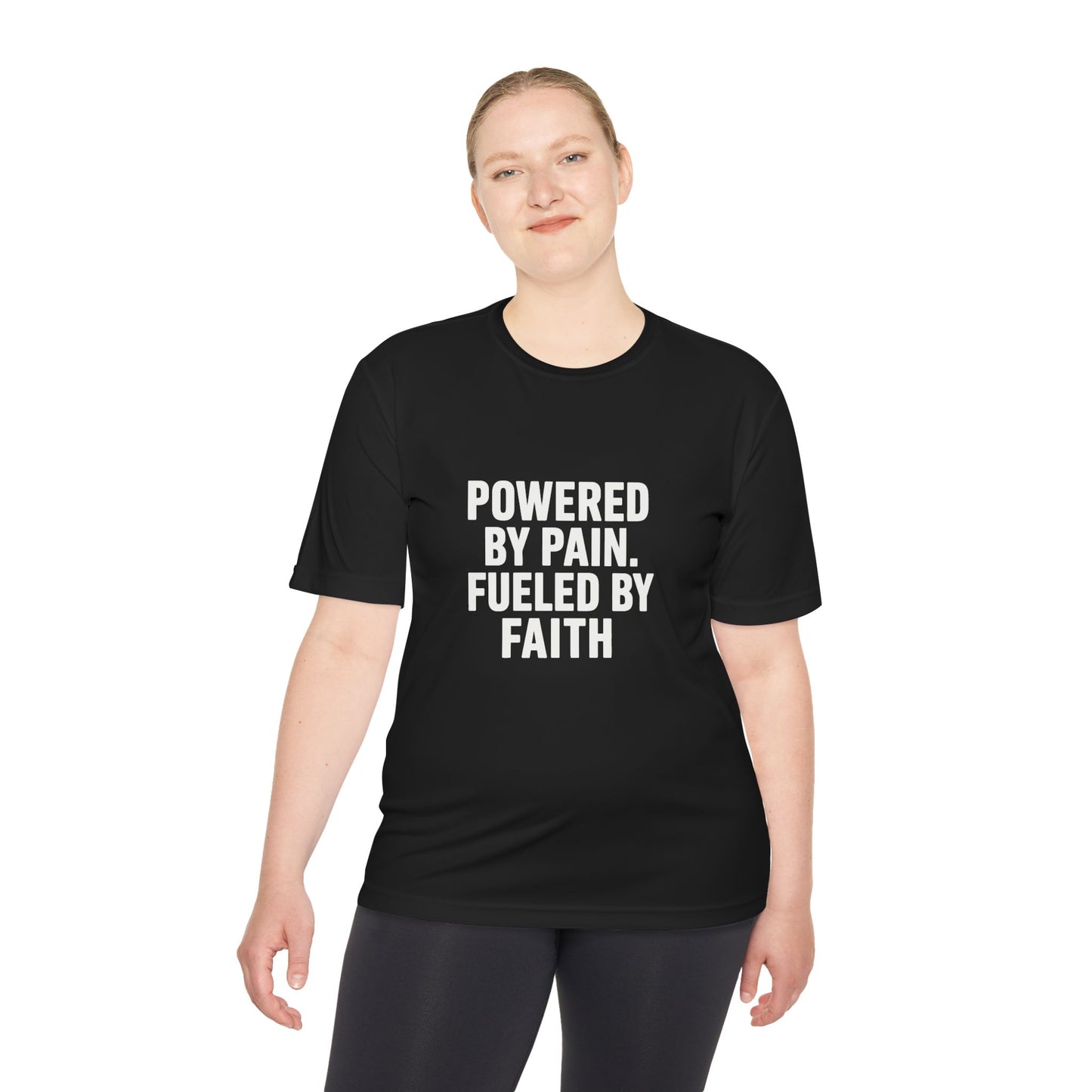 Powered by Pain, Fueled by Faith – Moisture-Wicking Performance Tee