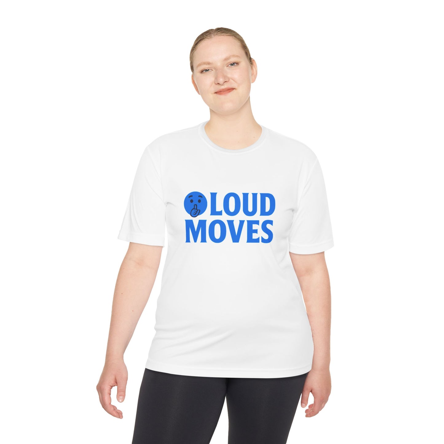 Loud Moves Moisture-Wicking Tee — Blue Logo Performance Shirt