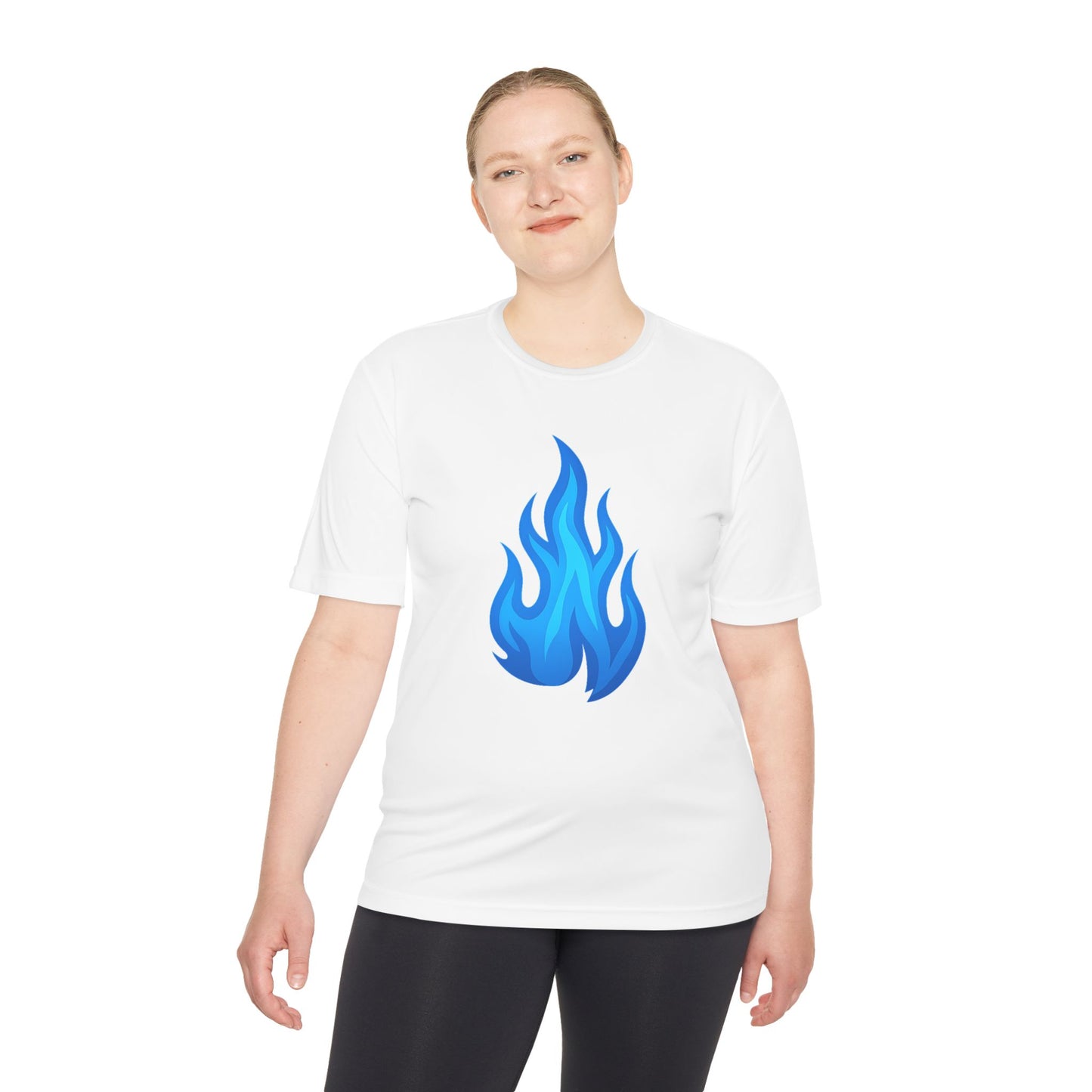 Flame Moisture-Wicking Tee — Blue Logo Performance Shirt