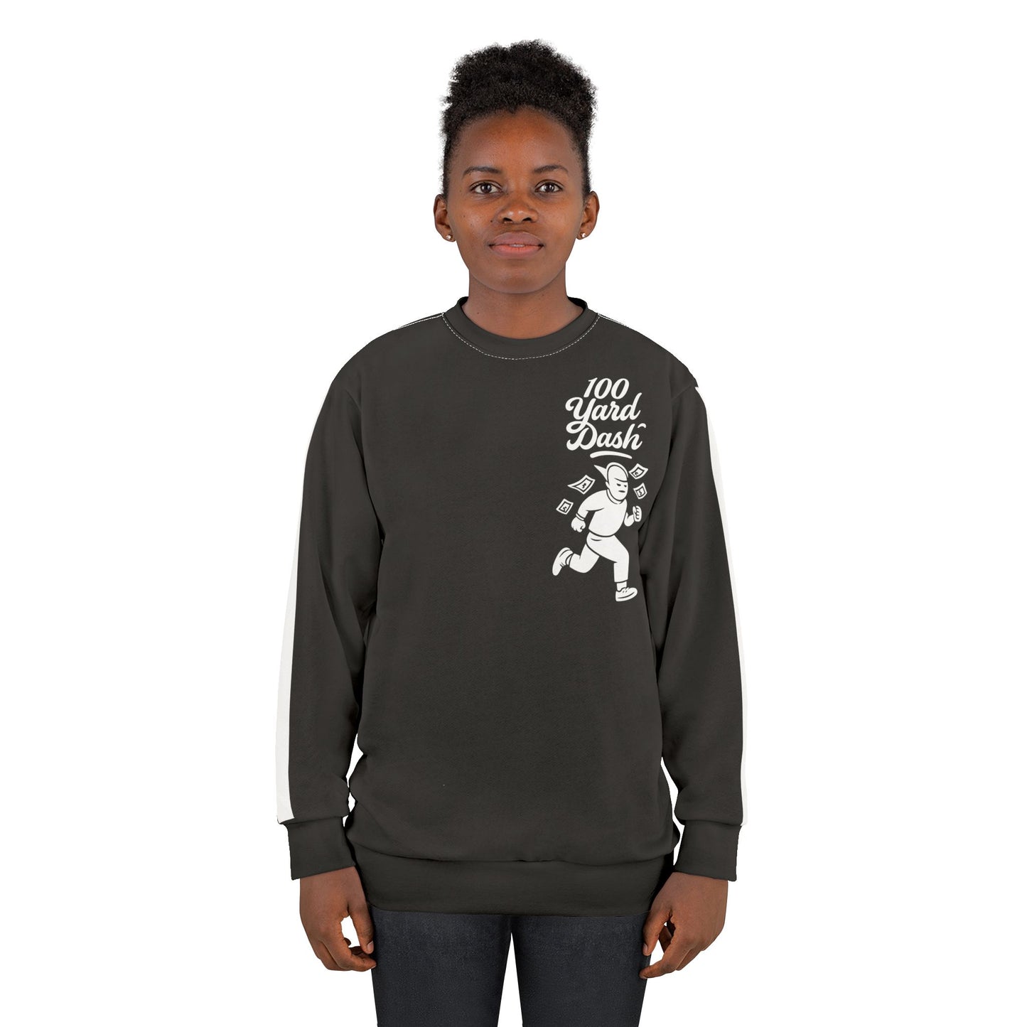 100 Yard Dash – Black Stripe Sleeve Sweatshirt