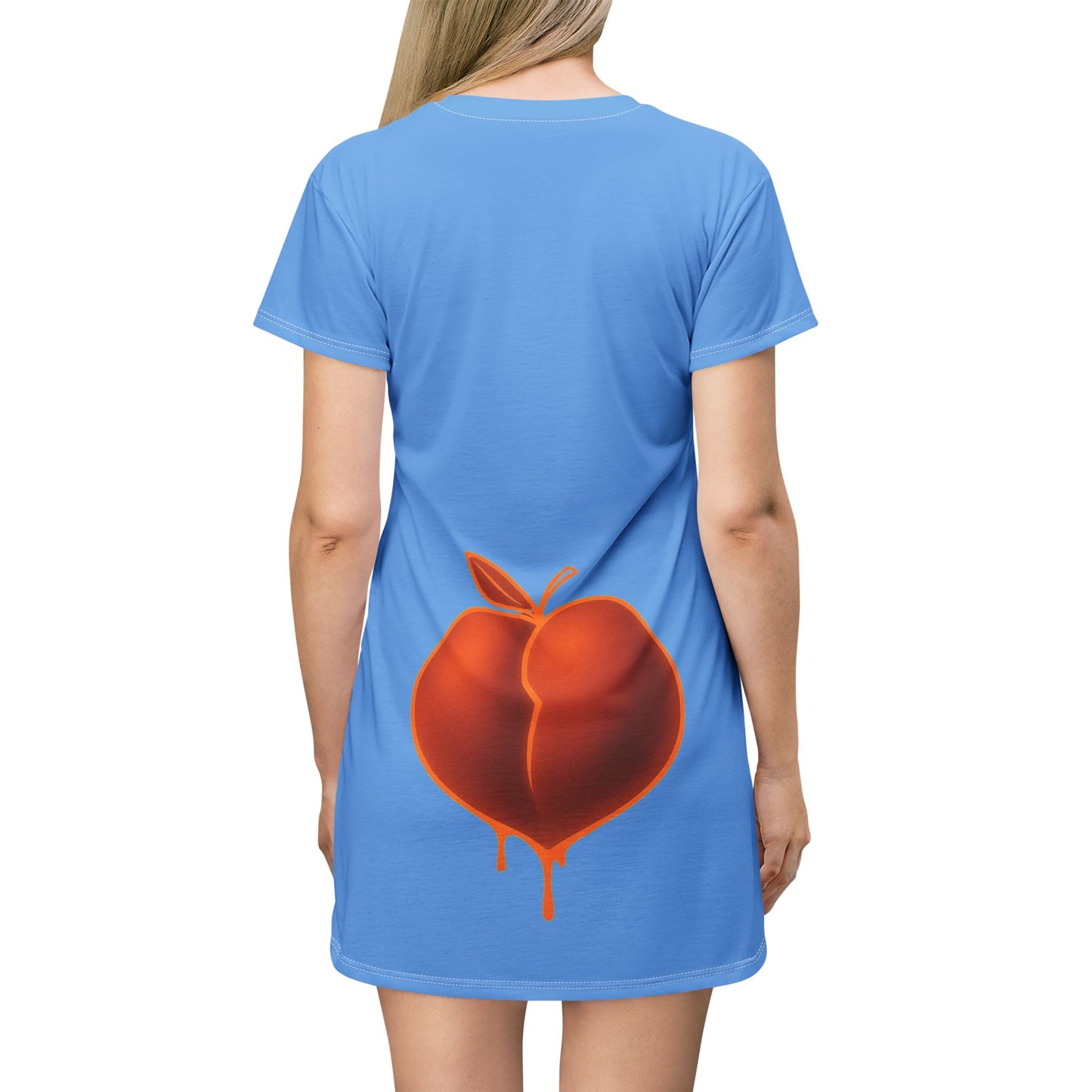 Cute Peach Graphic T-Shirt Dress, Casual Summer Dress, Gift for Her, Beachwear, Everyday Wear