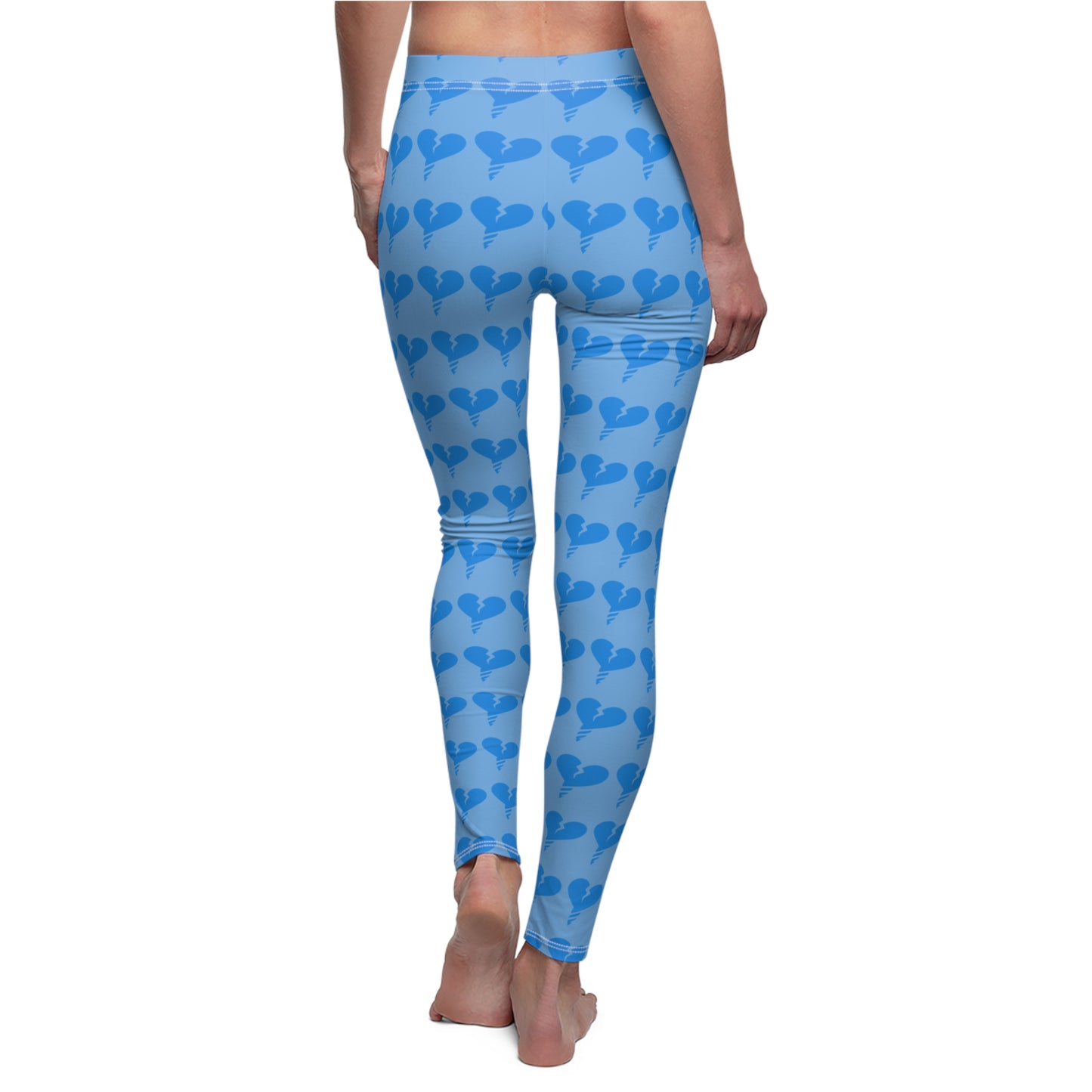 Blue Drill Pattern Women's Casual Leggings, Cute Workout Pants, Trendy AOP Leggings, Summer Fashion, Cozy Athleisure Wear