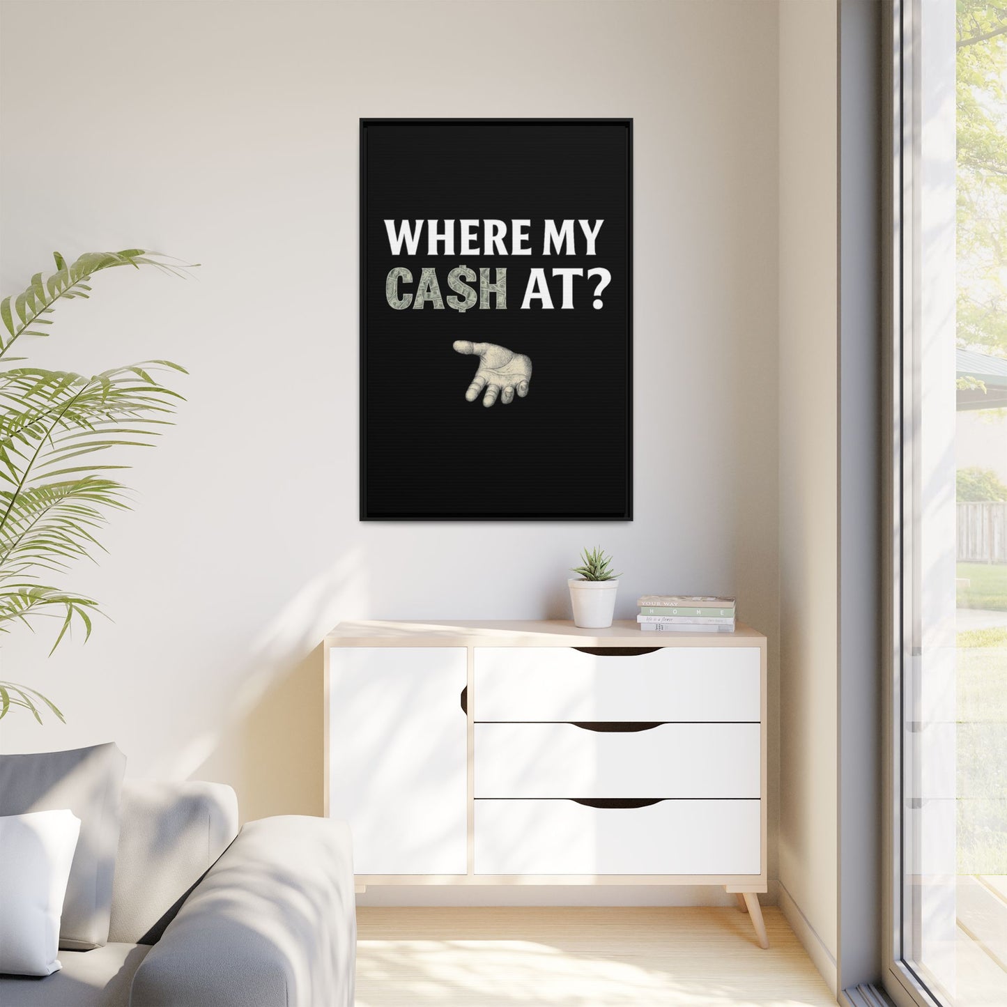 Framed Wall Art - Where My Cash At?, Money Decor, Funny Home Accent, Gift for Friends, Financial Humor