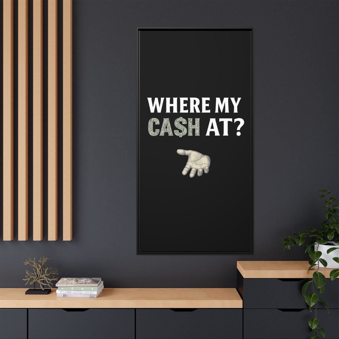 Framed Wall Art - Where My Cash At?, Money Decor, Funny Home Accent, Gift for Friends, Financial Humor
