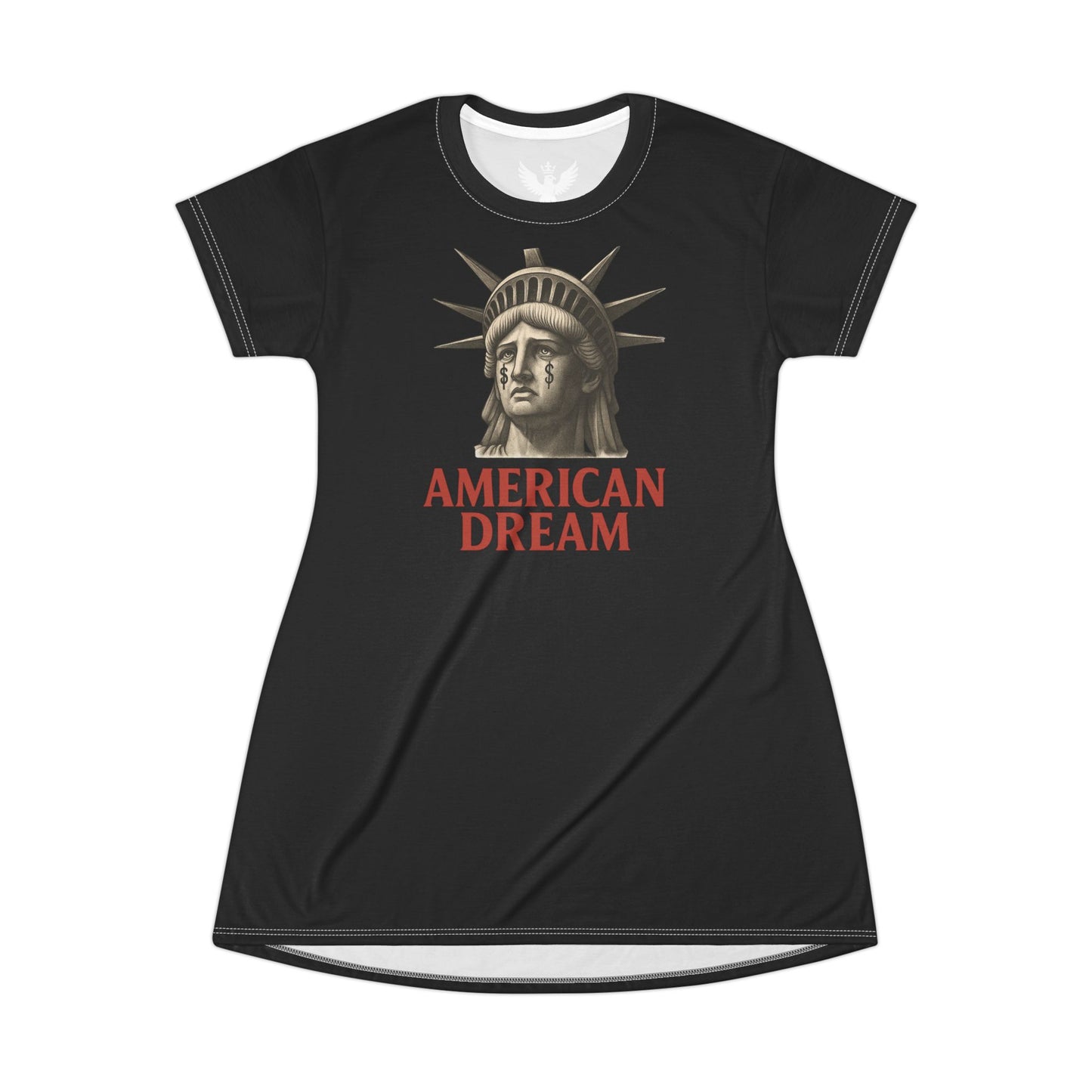 Black American Dream T-Shirt Dress - Comfortable and Stylish Casual Wear for Everyday, Gifts for Dreamers, Summer Fashion, Vacation Outfit