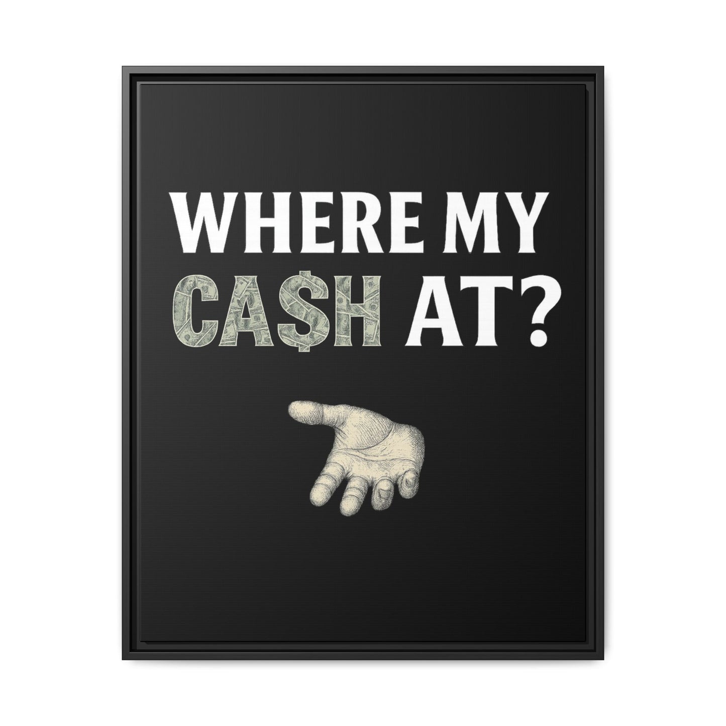 Framed Wall Art - Where My Cash At?, Money Decor, Funny Home Accent, Gift for Friends, Financial Humor