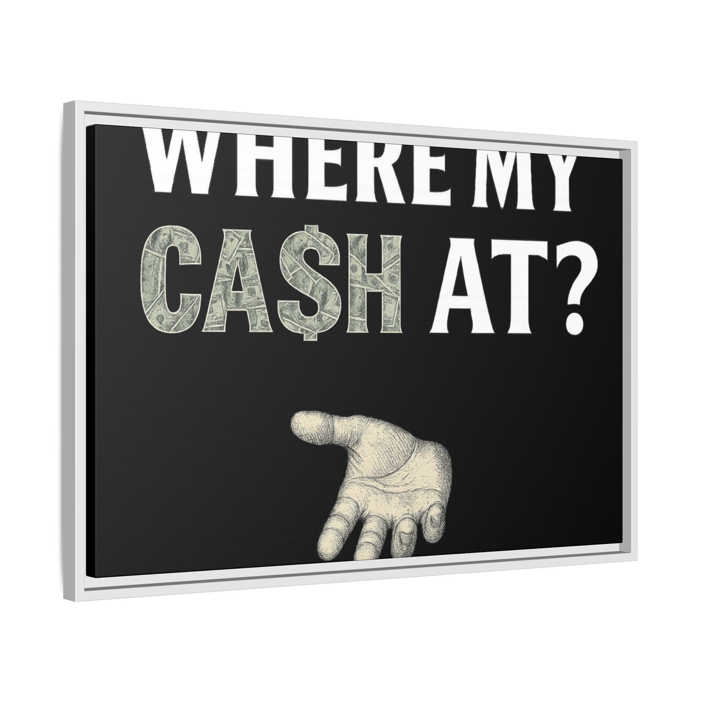 Framed Wall Art - Where My Cash At?, Money Decor, Funny Home Accent, Gift for Friends, Financial Humor