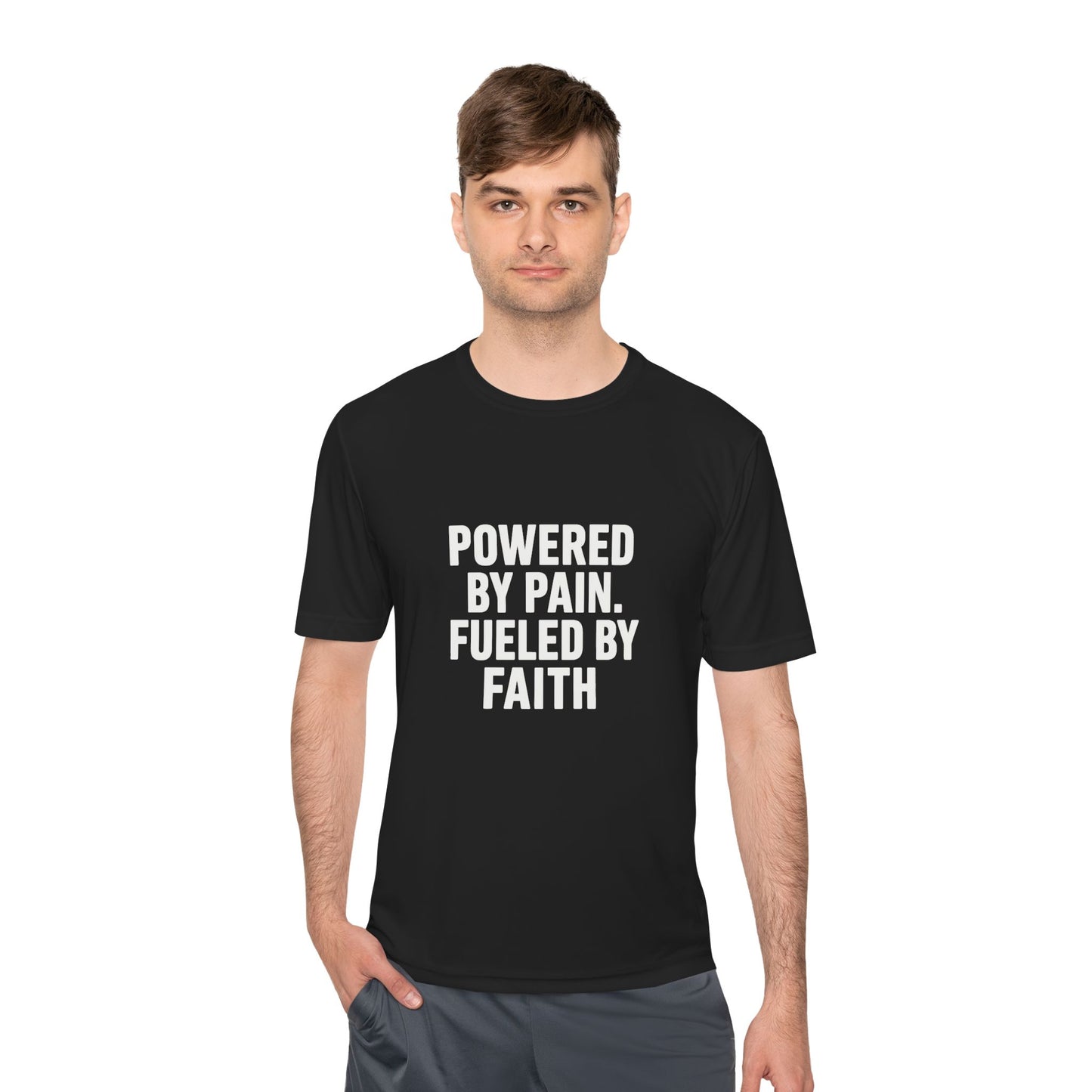 Powered by Pain, Fueled by Faith – Moisture-Wicking Performance Tee