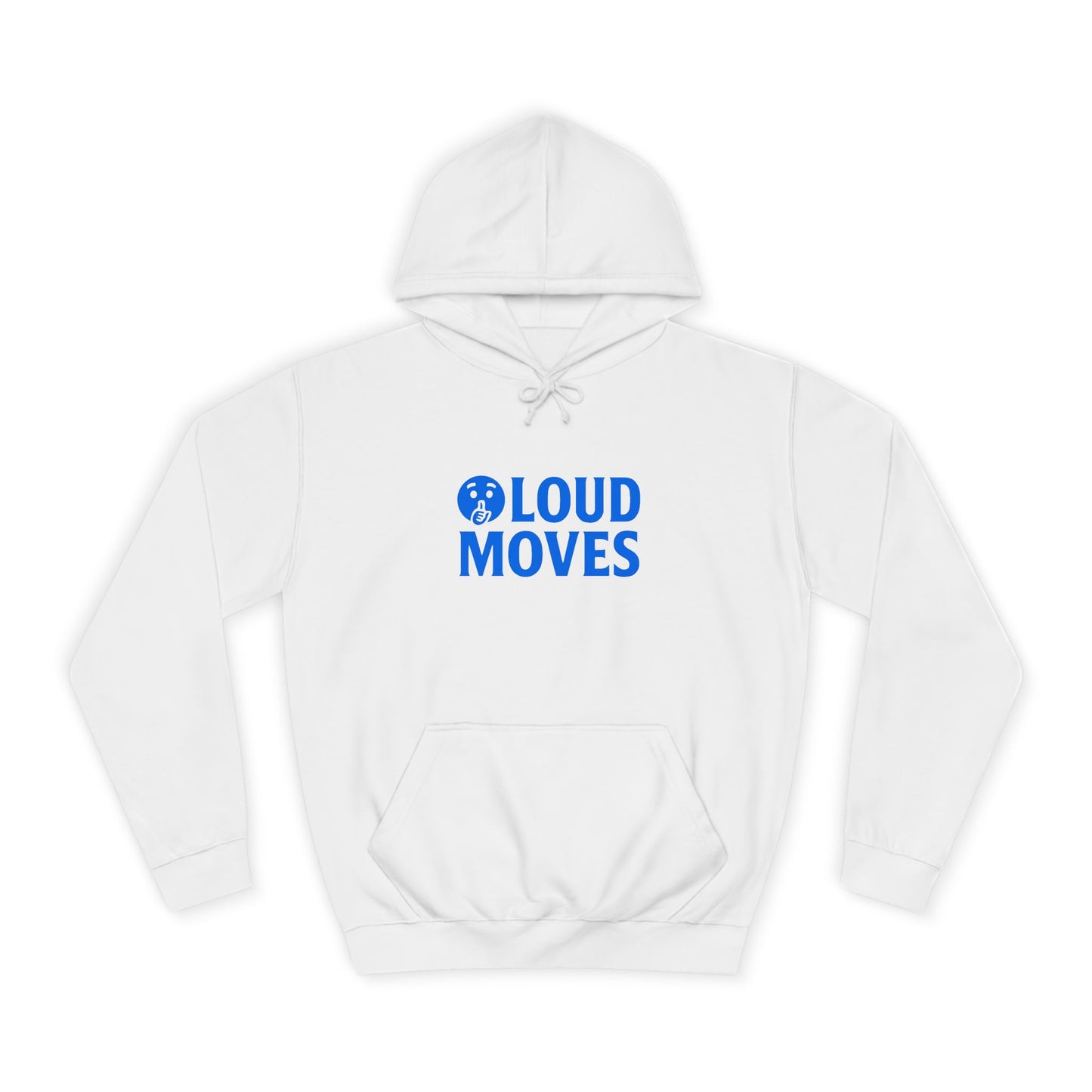 Loud Moves Premium College Hoodie – White / Sky Blue / Black