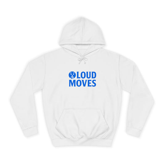 Loud Moves Premium College Hoodie – White / Sky Blue / Black