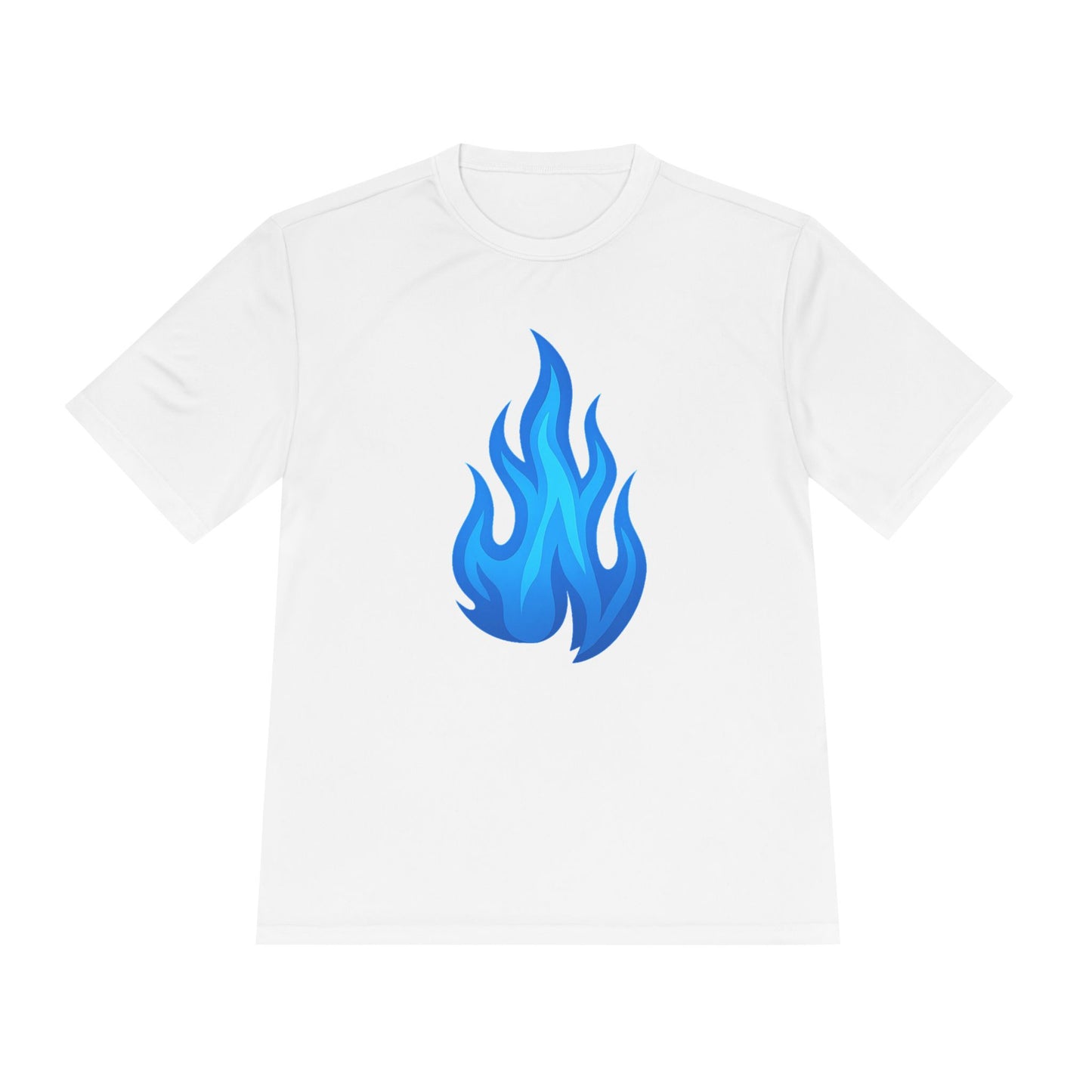 Flame Moisture-Wicking Tee — Blue Logo Performance Shirt