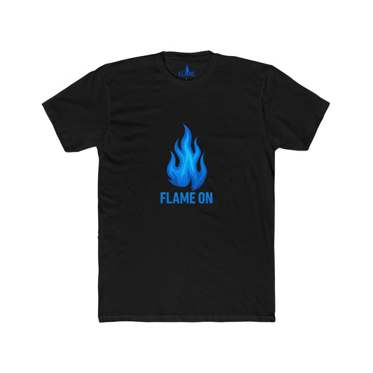 “Flame On 🔥” Unisex Cotton Tee with Blue Flame Emoji | Bold Motivational Graphic
