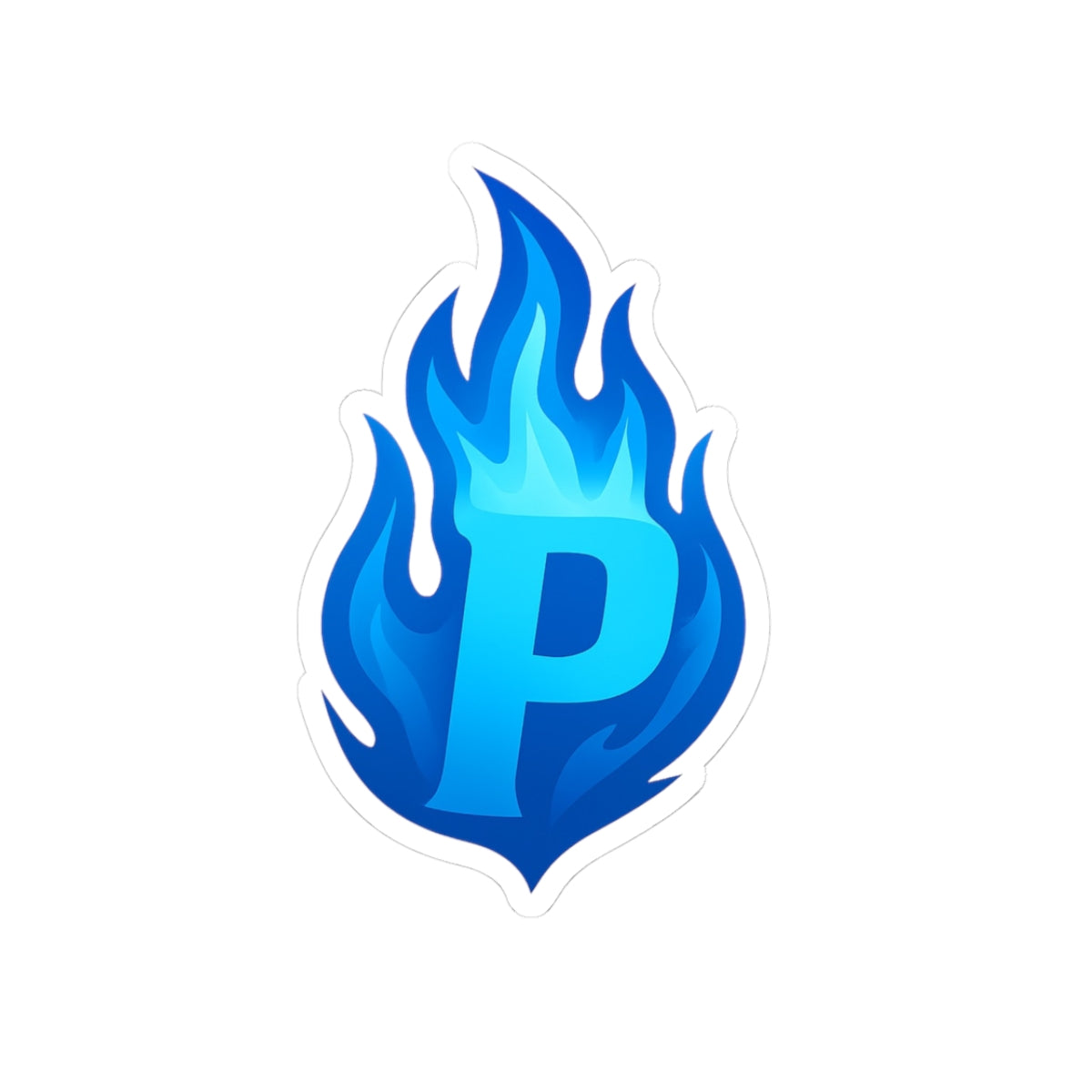 Blue Flame “P” Logo Vinyl Sticker – Kiss-Cut Glossy Finish