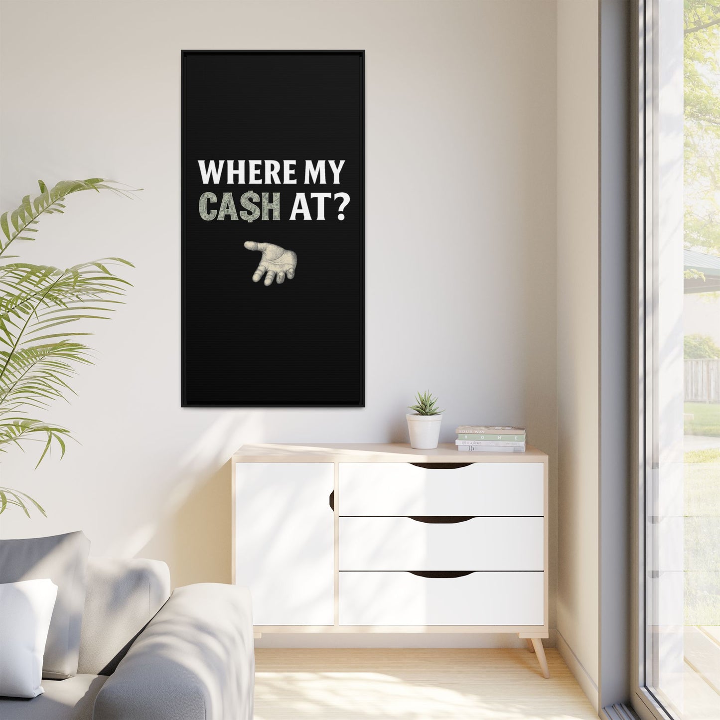 Framed Wall Art - Where My Cash At?, Money Decor, Funny Home Accent, Gift for Friends, Financial Humor