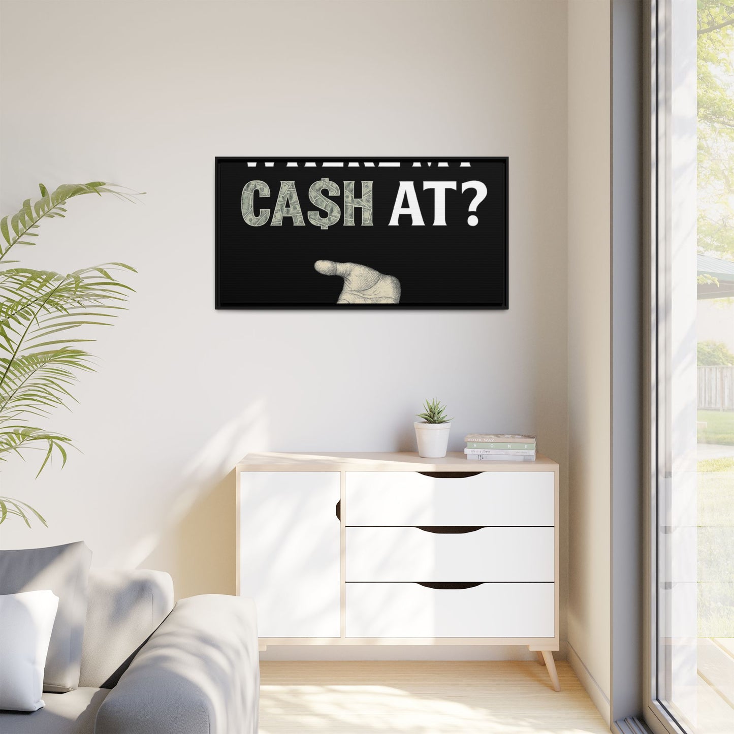 Framed Wall Art - Where My Cash At?, Money Decor, Funny Home Accent, Gift for Friends, Financial Humor