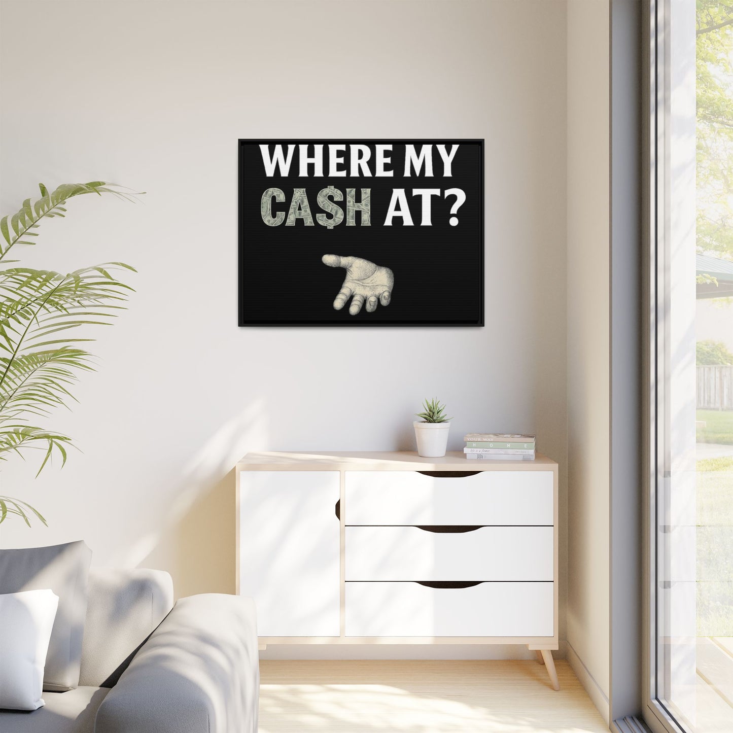 Framed Wall Art - Where My Cash At?, Money Decor, Funny Home Accent, Gift for Friends, Financial Humor