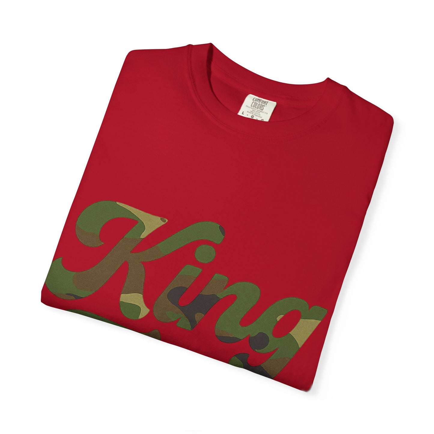 King Tony Camouflage Logo T-Shirt – Comfort Colors 1717 (Red, Army Green, Black, White)