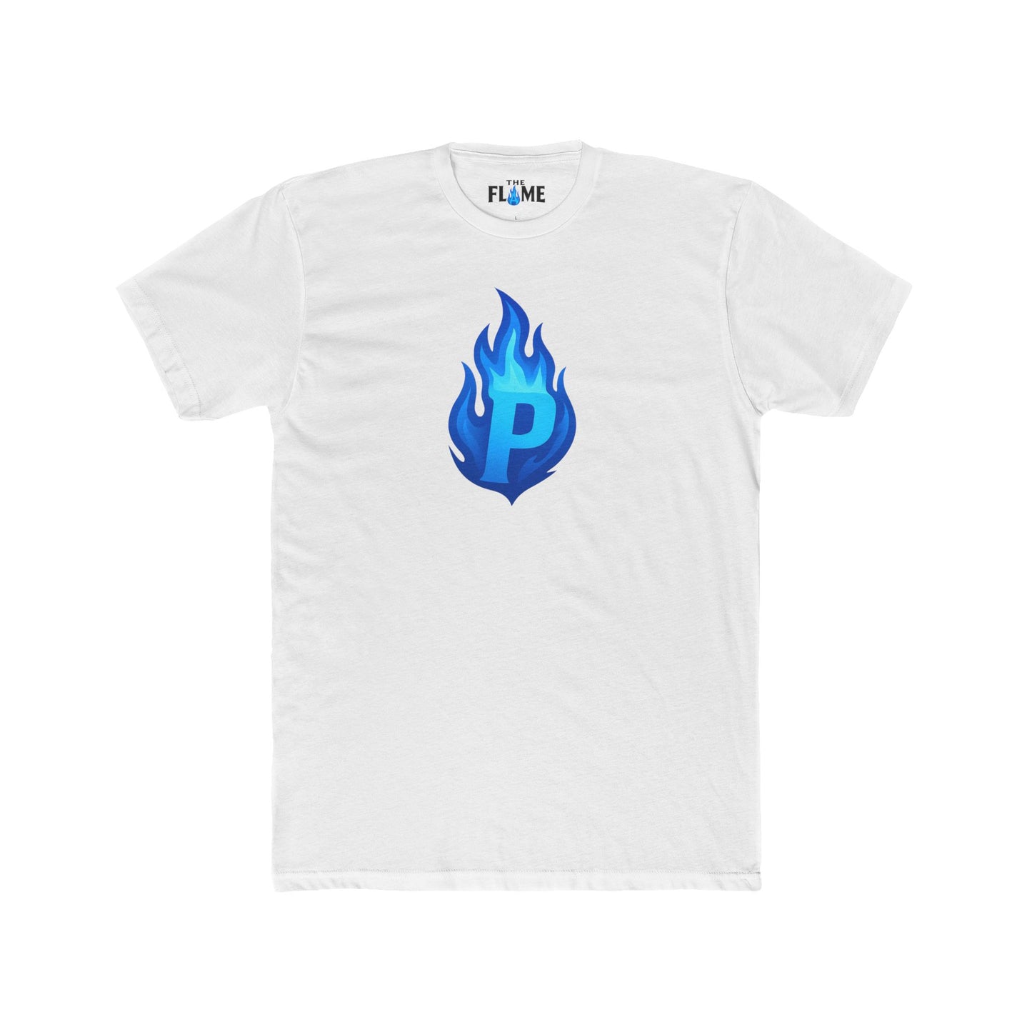 Blue Flaming “P” Logo Unisex Cotton Tee | Iconic Bold Graphic