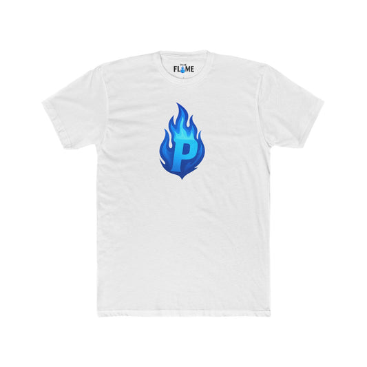 Blue Flaming “P” Logo Unisex Cotton Tee | Iconic Bold Graphic
