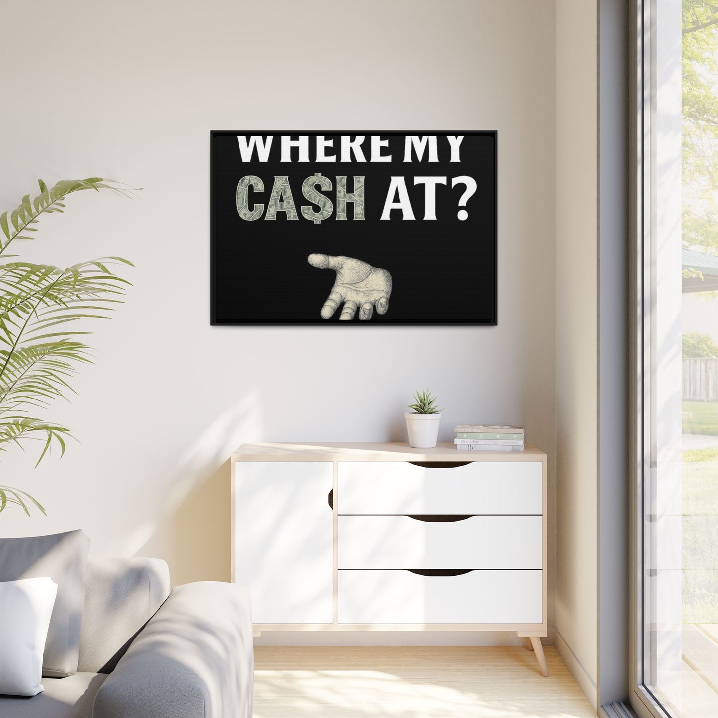Framed Wall Art - Where My Cash At?, Money Decor, Funny Home Accent, Gift for Friends, Financial Humor