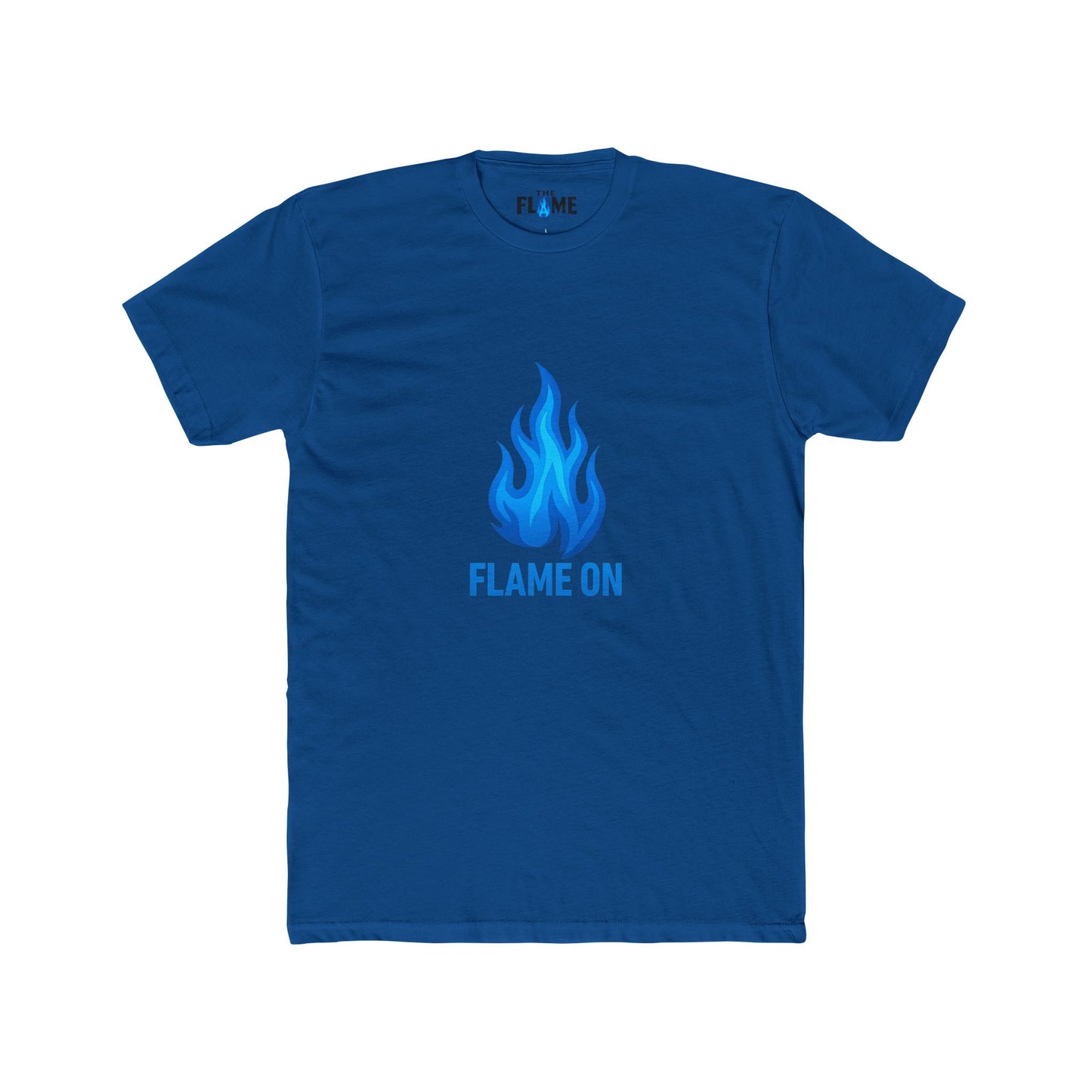 “Flame On 🔥” Unisex Cotton Tee with Blue Flame Emoji | Bold Motivational Graphic