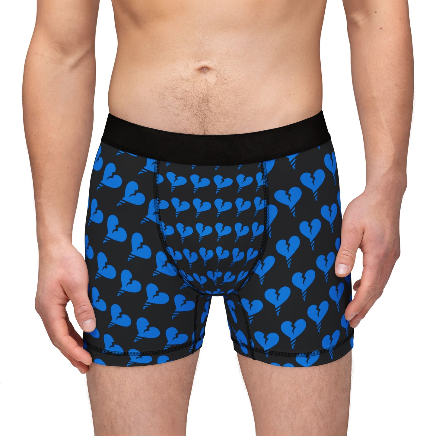 Men's Black Sexy Drill Heart-Print Boxers