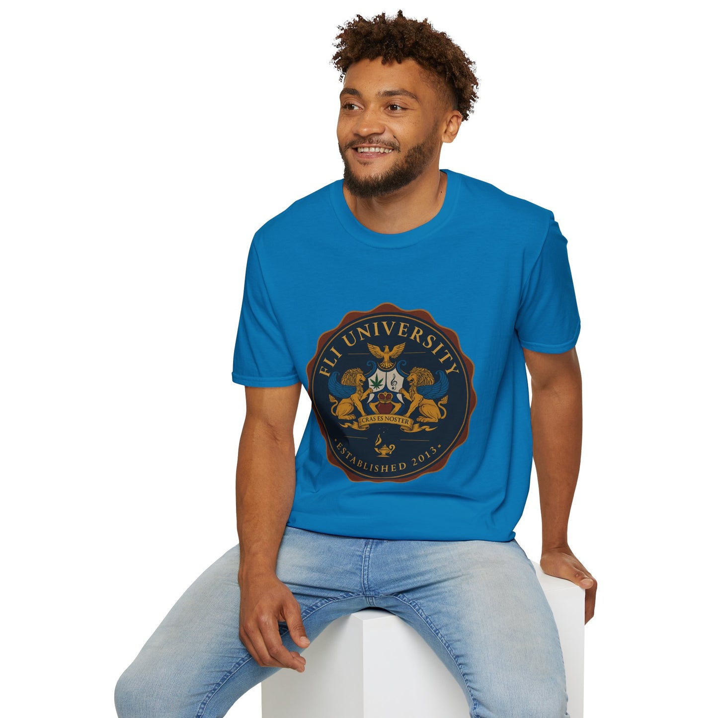 Unisex Softstyle T-Shirt with FLI University Crest, College Tee