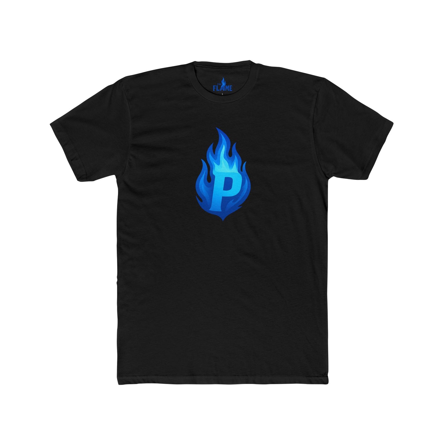 Blue Flaming “P” Logo Unisex Cotton Tee | Iconic Bold Graphic
