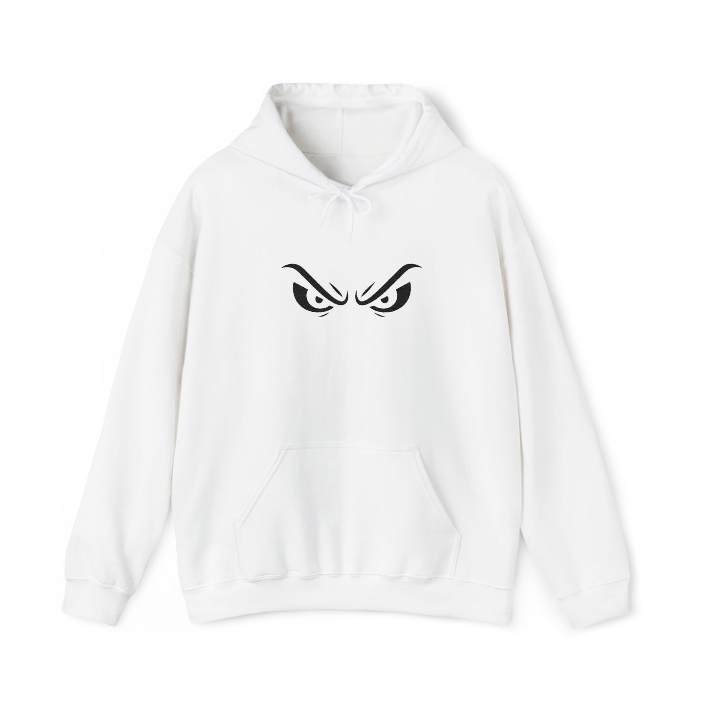 Menacing Eyes Embroidered Hoodie – Black & White Edition