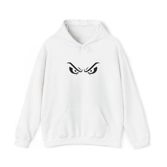 Menacing Eyes Embroidered Hoodie – Black & White Edition