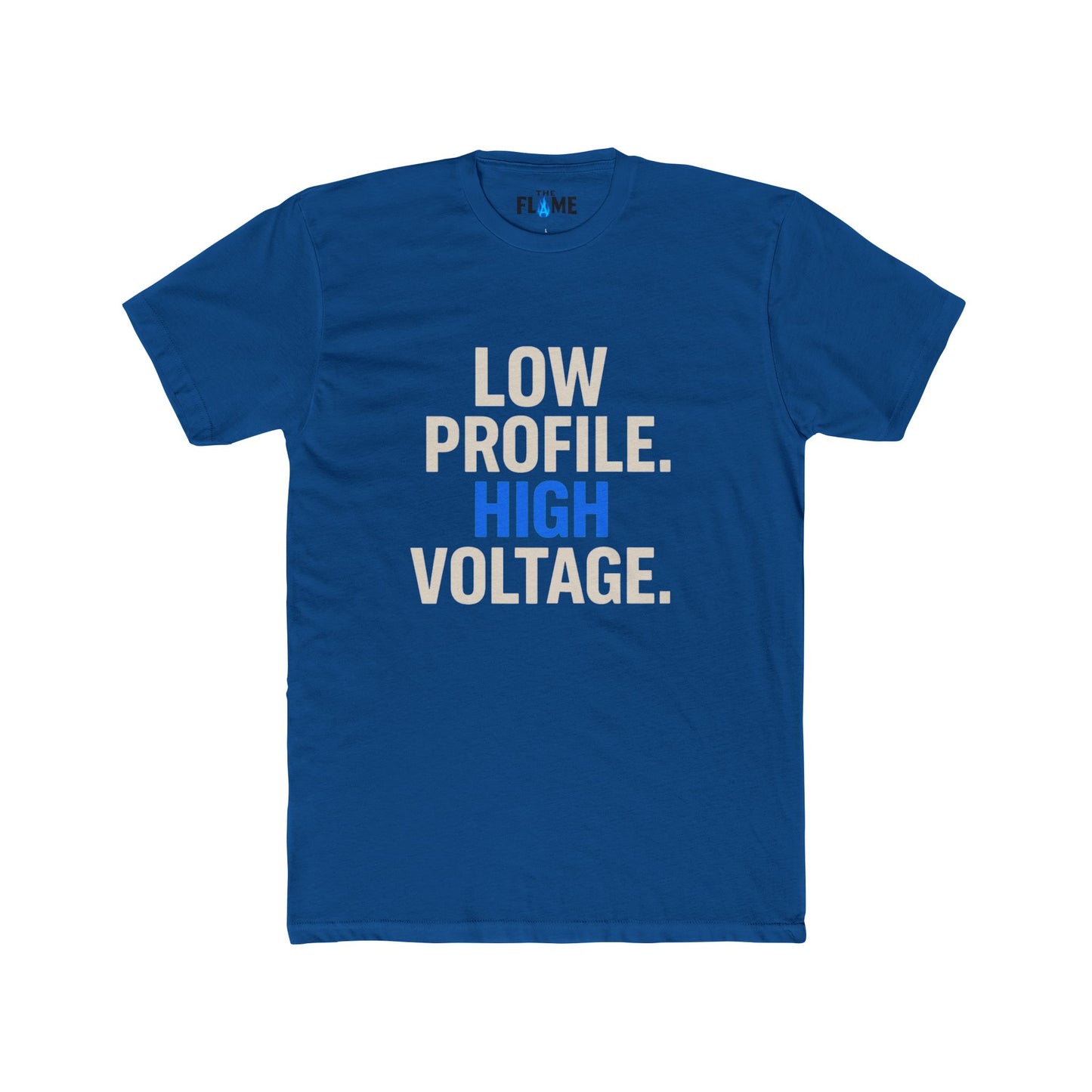 “Low Profile, High Voltage” Unisex Cotton Tee | Stealth Bold Graphic