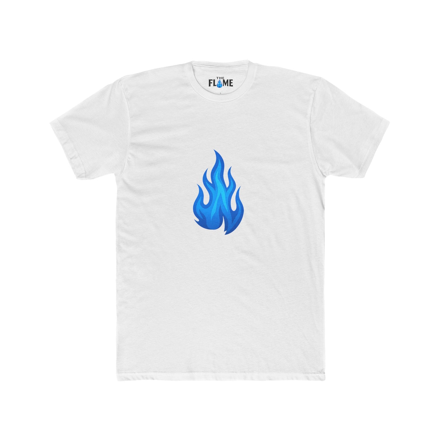 Large Blue Flame Emoji Unisex Cotton Tee | Bold Graphic Statement