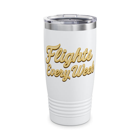 Stylish Travel Tumbler - "Flights Every Week" - Perfect for Adventurers, Travel Enthusiasts, Gifts, Hot Drinks, On-the-Go