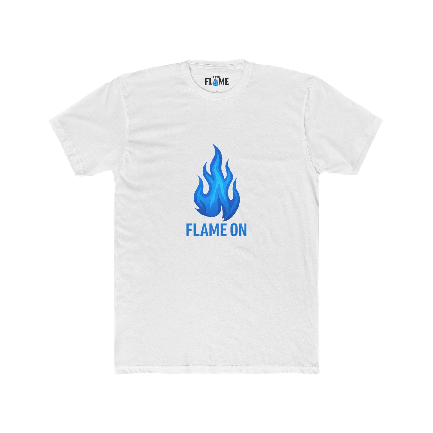 “Flame On 🔥” Unisex Cotton Tee with Blue Flame Emoji | Bold Motivational Graphic