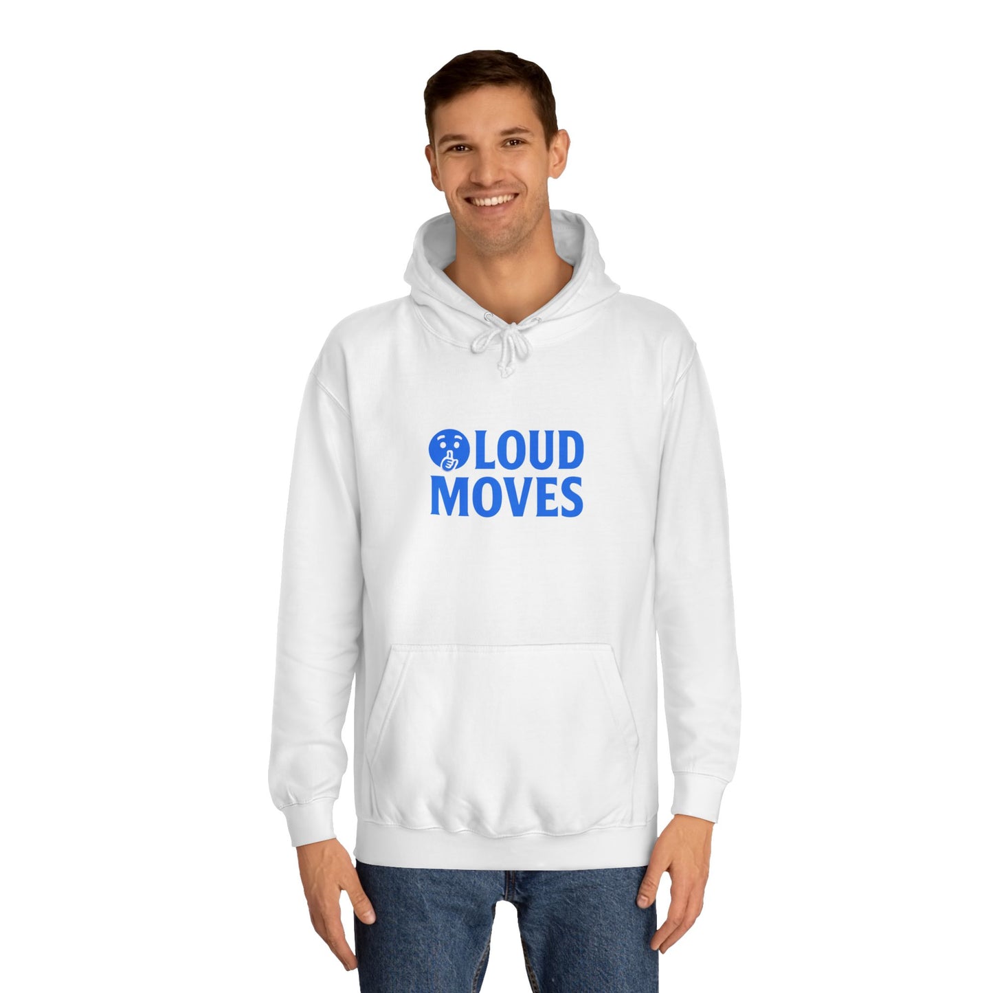 Loud Moves Premium College Hoodie – White / Sky Blue / Black