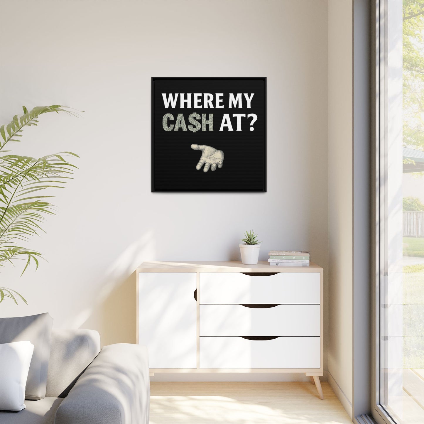 Framed Wall Art - Where My Cash At?, Money Decor, Funny Home Accent, Gift for Friends, Financial Humor