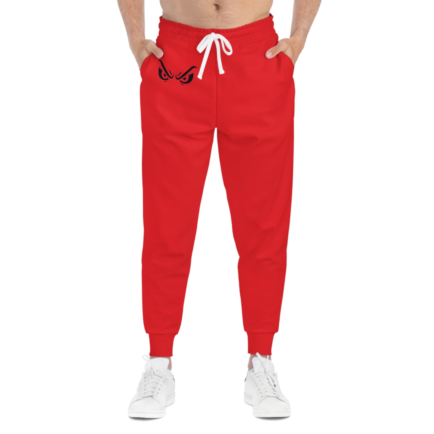 Menacing Eyes Red Joggers – Standout Hustle Edition