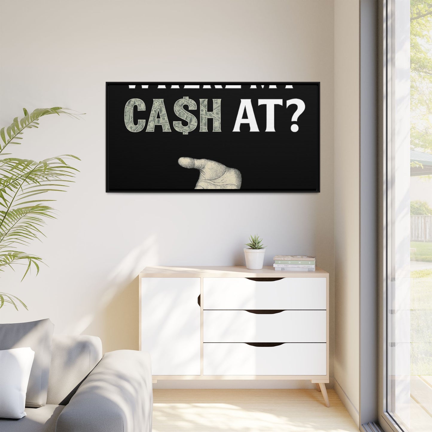 Framed Wall Art - Where My Cash At?, Money Decor, Funny Home Accent, Gift for Friends, Financial Humor