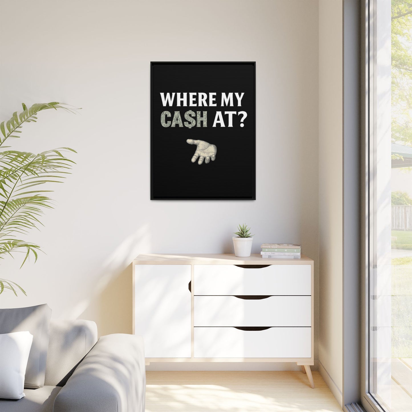 Framed Wall Art - Where My Cash At?, Money Decor, Funny Home Accent, Gift for Friends, Financial Humor