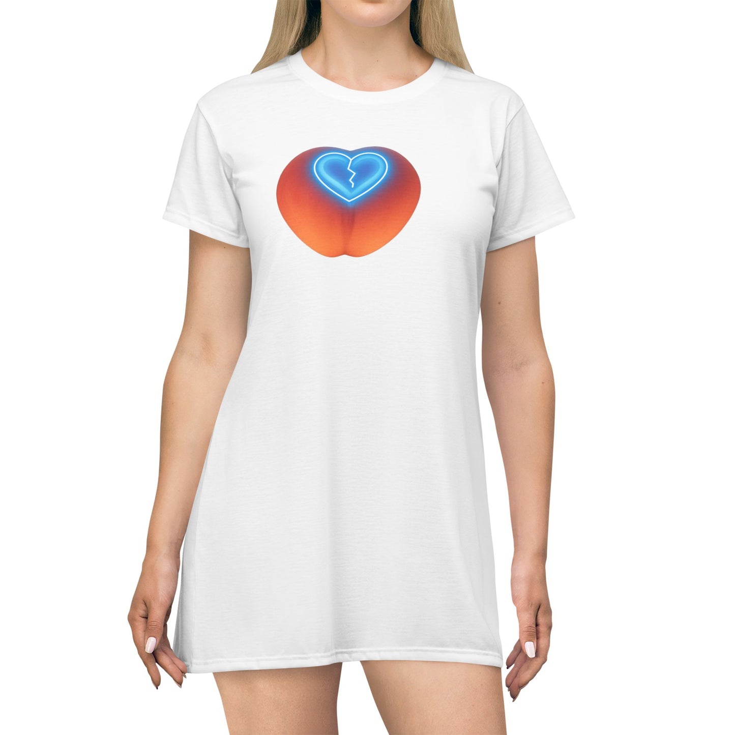 Heart-Shaped Peach T-shirt Dress