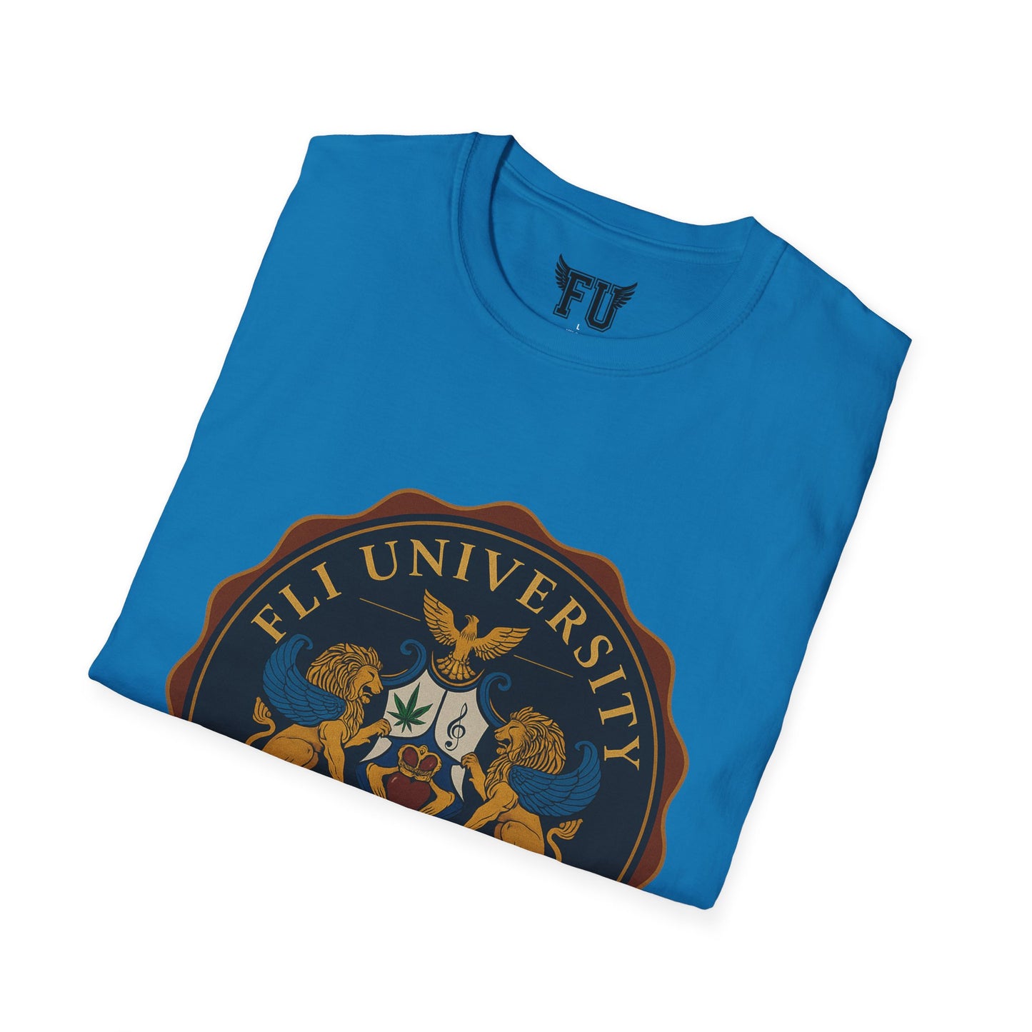 Unisex Softstyle T-Shirt with FLI University Crest, College Tee