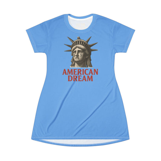 American Dream T-Shirt Dress - Comfortable and Stylish Casual Wear for Everyday, Gifts for Dreamers, Summer Fashion, Vacation Outfit