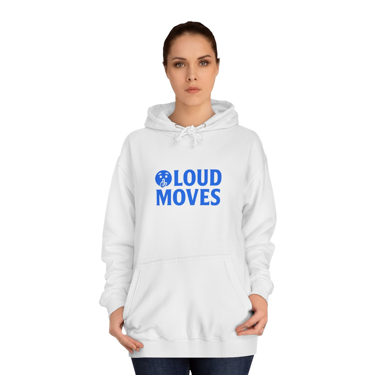 Loud Moves Premium College Hoodie – White / Sky Blue / Black