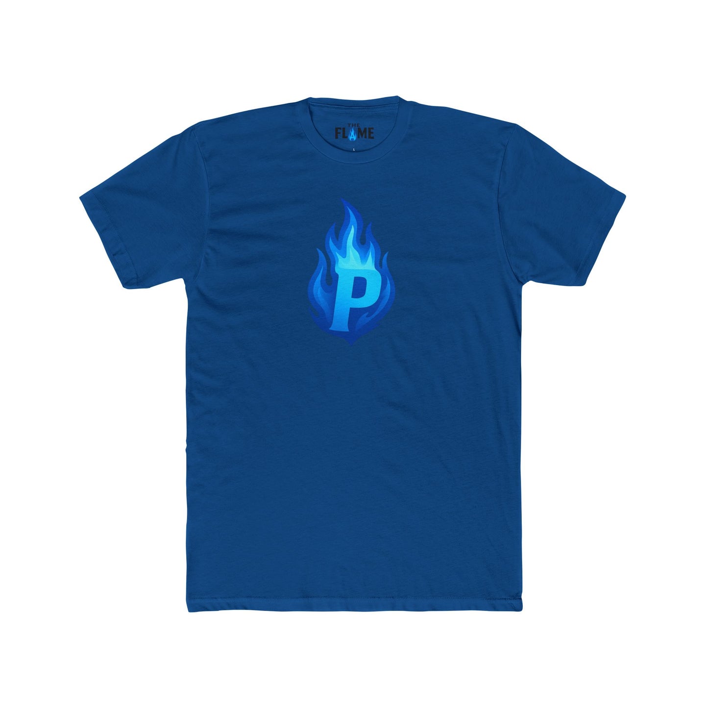 Blue Flaming “P” Logo Unisex Cotton Tee | Iconic Bold Graphic