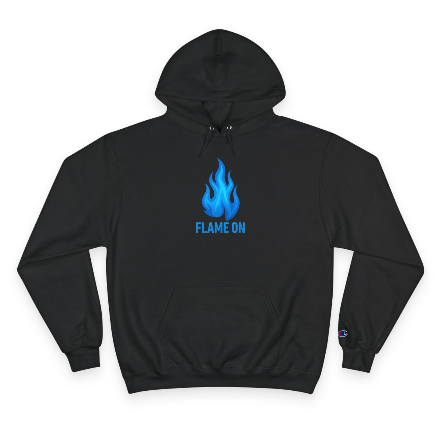 Flame On Champion Hoodie – Blue Flame Edition