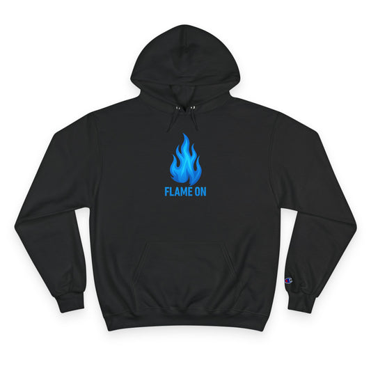 Flame On Champion Hoodie – Blue Flame Edition