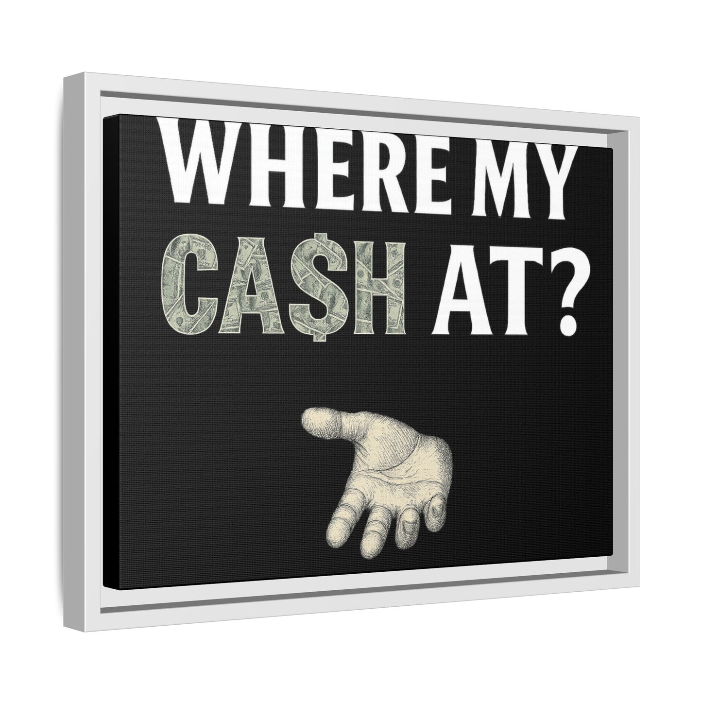 Framed Wall Art - Where My Cash At?, Money Decor, Funny Home Accent, Gift for Friends, Financial Humor