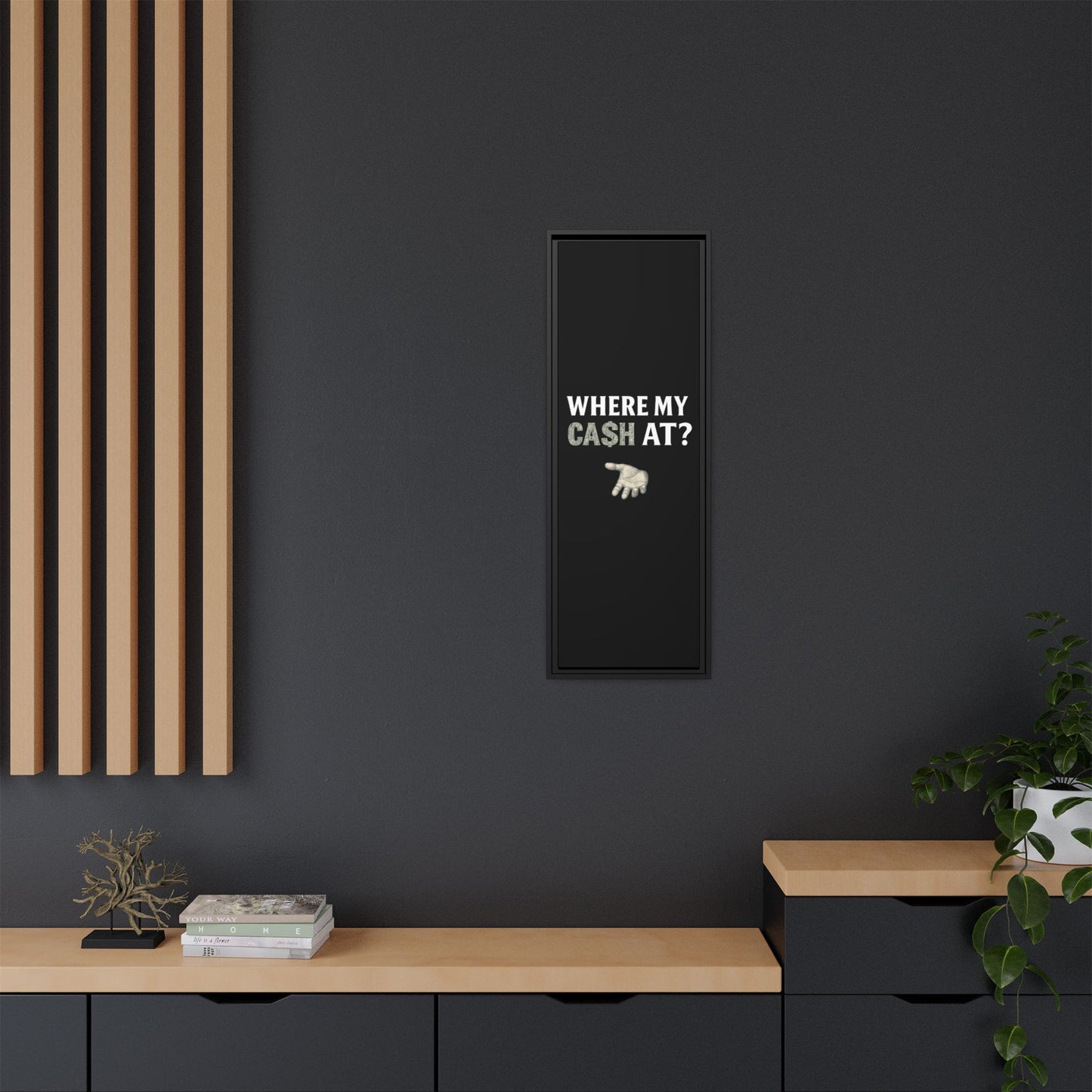 Framed Wall Art - Where My Cash At?, Money Decor, Funny Home Accent, Gift for Friends, Financial Humor