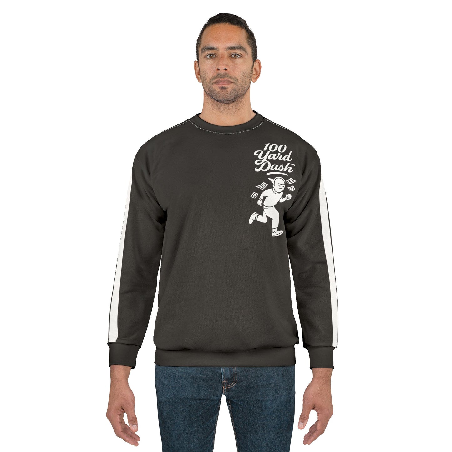 100 Yard Dash – Black Stripe Sleeve Sweatshirt